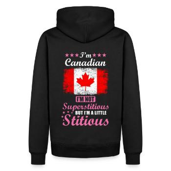 Kanadierin Geschenk lustiger Spruch Kanada - Männer Premium Bio Hoodie - Schwarz - Hinten - Nico (187cm)