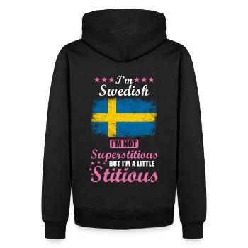 Schwedin Geschenk lustiger Spruch Schweden - Männer Premium Bio Hoodie - Schwarz - Hinten - Nico (187cm)