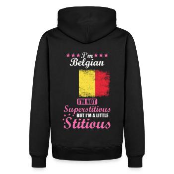 Cadeau belge drôle disant Belgique - Sweat à capuche Premium bio Homme - noir - Dos - Nico (187cm)