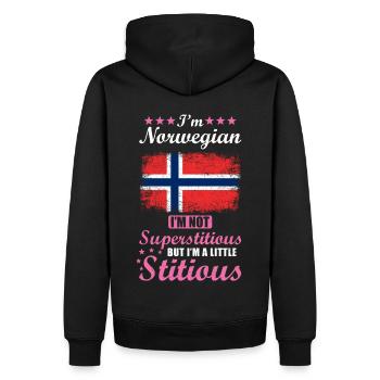 Norwegerin Geschenk lustiger Spruch Norwegen - Männer Premium Bio Hoodie - Schwarz - Hinten - Nico (187cm)