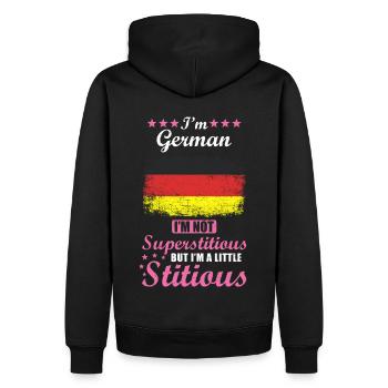 Deutsche Geschenk lustiger Spruch Deutschland - Männer Premium Bio Hoodie - Schwarz - Hinten - Nico (187cm)