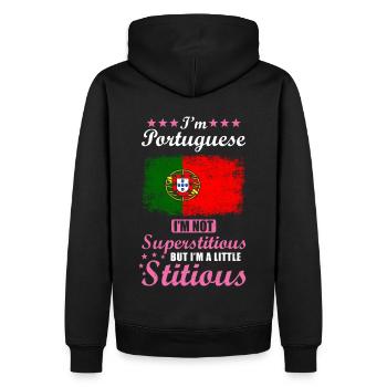 Portugiesin Geschenk lustiger Spruch Portugal - Männer Premium Bio Hoodie - Schwarz - Hinten - Nico (187cm)