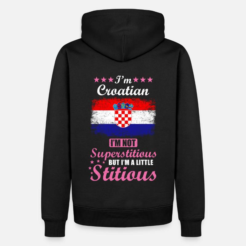 Femme croate Superstitieuse Stitious - Sweat à capuche Premium bio Homme - noir