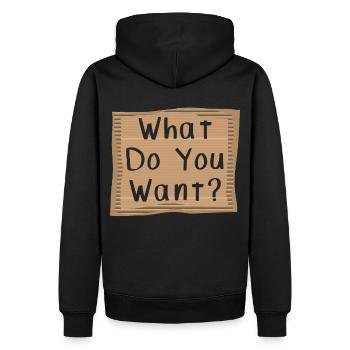 Que veux-tu? Cardboad Message - Sweat à capuche Premium bio Homme - noir - Dos - Nico (187cm)