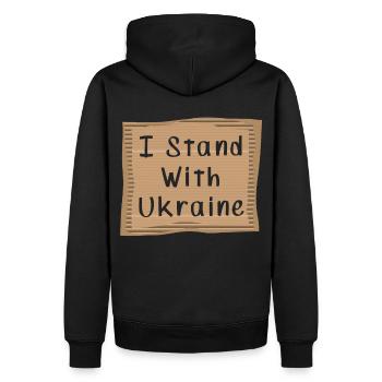 Je soutiens l’Ukraine - Sweat à capuche Premium bio Homme - noir - Dos - Nico (187cm)