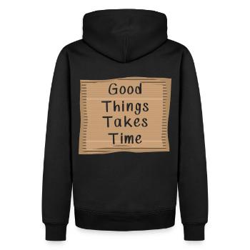 Good things take Time - Männer Premium Bio Hoodie - Schwarz - Hinten - Nico (187cm)