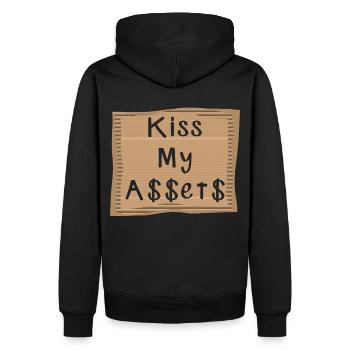 Embrassez mes A$$et$ Embrassez mes actifs Argent En disant - Sweat à capuche Premium bio Homme - noir - Dos - Nico (187cm)