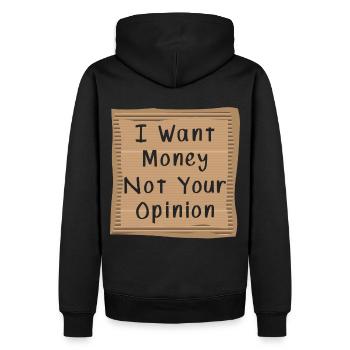 Je veux de l’argent, pas votre opinion - Sweat à capuche Premium bio Homme - noir - Dos - Nico (187cm)