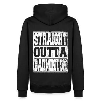 Badminton Spruch lustig - Männer Premium Bio Hoodie - Schwarz - Hinten - Nico (187cm)