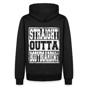 Bodyboarding Spruch lustig - Männer Premium Bio Hoodie - Schwarz - Hinten - Nico (187cm)