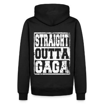 Gaga Ball Spruch lustig - Männer Premium Bio Hoodie - Schwarz - Hinten - Nico (187cm)