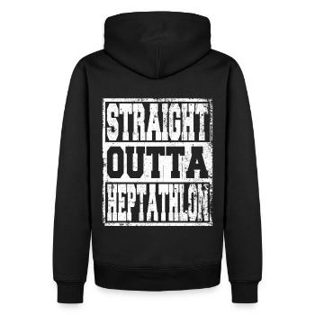 Heptathlon en disant drôle - Sweat à capuche Premium bio Homme - noir - Dos - Nico (187cm)