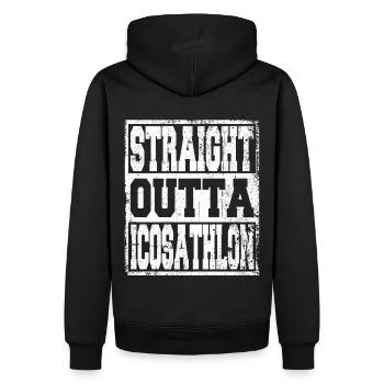 Icosathlon en disant drôle - Sweat à capuche Premium bio Homme - noir - Dos - Nico (187cm)