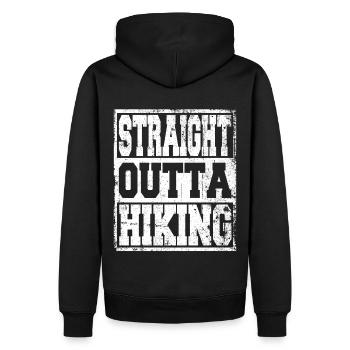 Wandern Spruch lustig - Männer Premium Bio Hoodie - Schwarz - Hinten - Nico (187cm)