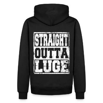 Luge disant drôle - Sweat à capuche Premium bio Homme - noir - Dos - Nico (187cm)