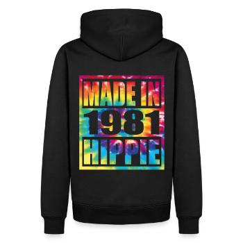 Hippie Birthday 1981 - Männer Premium Bio Hoodie - Schwarz - Hinten - Nico (187cm)
