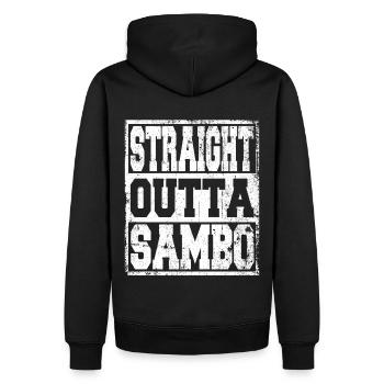 Sambo Spruch lustig - Männer Premium Bio Hoodie - Schwarz - Hinten - Nico (187cm)
