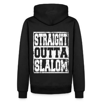 Slalom Spruch lustig - Männer Premium Bio Hoodie - Schwarz - Hinten - Nico (187cm)