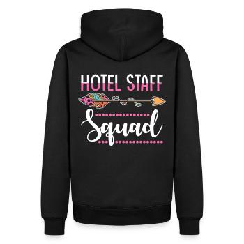 Hotel MItarbeiterin Gruppe - Männer Premium Bio Hoodie - Schwarz - Hinten - Nico (187cm)