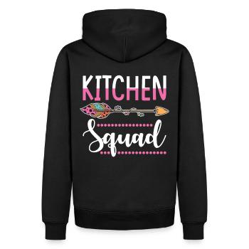 Küchen MItarbeiterin Gruppe - Männer Premium Bio Hoodie - Schwarz - Hinten - Nico (187cm)