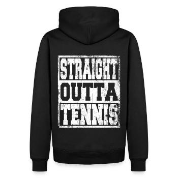 Tennis Spruch lustig - Männer Premium Bio Hoodie - Schwarz - Hinten - Nico (187cm)