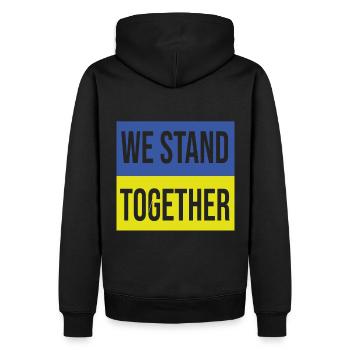 Ukraine Nous sommes ensemble - Sweat à capuche Premium bio Homme - noir - Dos - Nico (187cm)