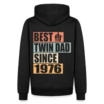 Zwillinge Vater Zwillingsvater seit 1976 - Männer Premium Bio Hoodie - Schwarz - Hinten - Nico (187cm)