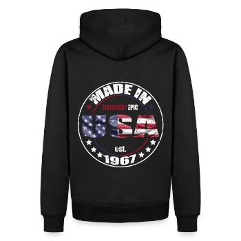 Geburtstag Spruch geboren USA 1967 - Männer Premium Bio Hoodie - Schwarz - Hinten - Nico (187cm)