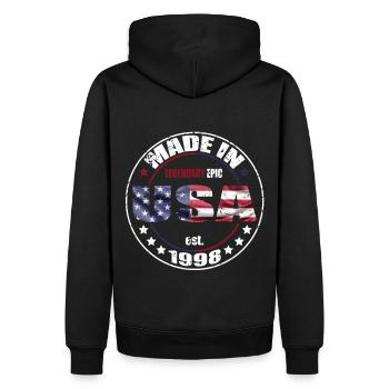 Geburtstag Spruch geboren USA 1998 - Männer Premium Bio Hoodie - Schwarz - Hinten - Nico (187cm)