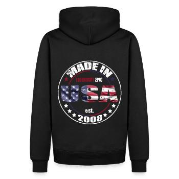 Geburtstag Spruch geboren USA 2008 - Männer Premium Bio Hoodie - Schwarz - Hinten - Nico (187cm)