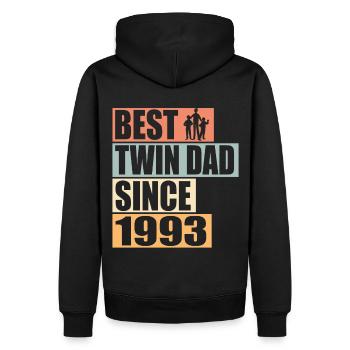 Zwillinge Vater Zwillingsvater seit 1993 - Männer Premium Bio Hoodie - Schwarz - Hinten - Nico (187cm)