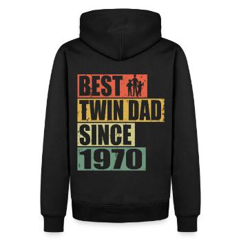 Jumeaux Père Père jumeau depuis 1970 - Sweat à capuche Premium bio Homme - noir - Dos - Nico (187cm)