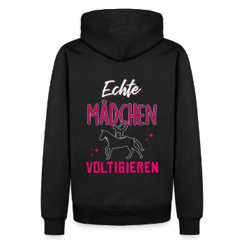 Echte Mädchen Voltigieren - Männer Premium Bio Hoodie - Schwarz - Hinten - Nico (187cm)