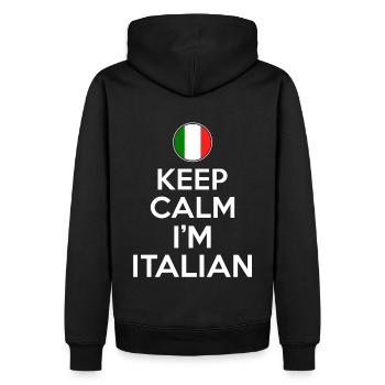 Restez calme en italien - Sweat à capuche Premium bio Homme - noir - Dos - Nico (187cm)