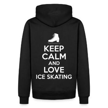 Keep Calm and love Ice Skating - Männer Premium Bio Hoodie - Schwarz - Hinten - Nico (187cm)