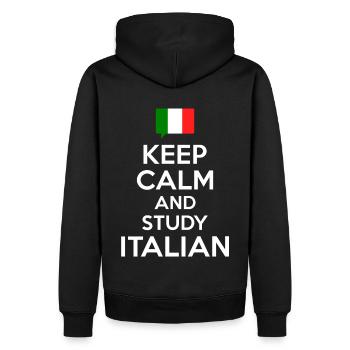 Keep Calm and study Italian - Männer Premium Bio Hoodie - Schwarz - Hinten - Nico (187cm)