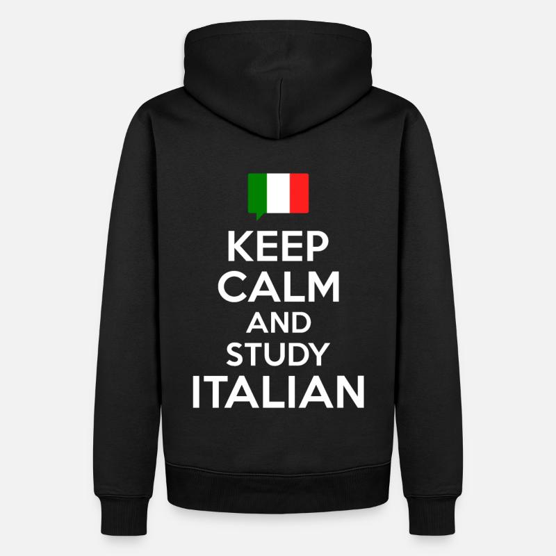 Keep Calm and study Italian - Männer Premium Bio Hoodie - Schwarz