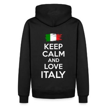 Keep Calm and love Italy - Männer Premium Bio Hoodie - Schwarz - Hinten - Nico (187cm)