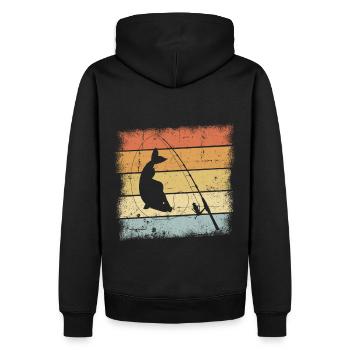 Angeln Retro Design - Männer Premium Bio Hoodie - Schwarz - Hinten - Nico (187cm)
