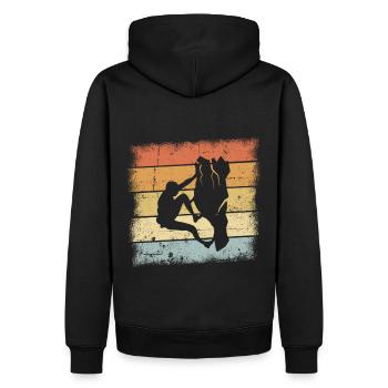 Bergsteigen Motiv - Männer Premium Bio Hoodie - Schwarz - Hinten - Nico (187cm)