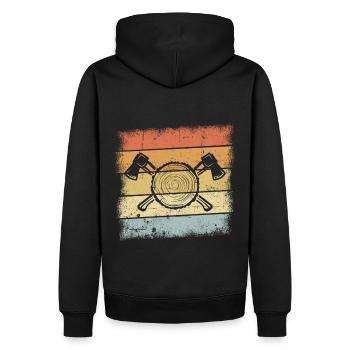 Holzfäller Outfit - Männer Premium Bio Hoodie - Schwarz - Hinten - Nico (187cm)