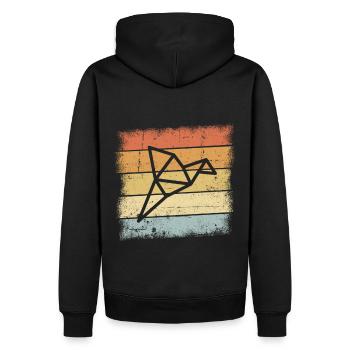 Origami Oiseau - Sweat à capuche Premium bio Homme - noir - Dos - Nico (187cm)