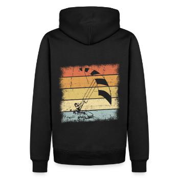 Kiteboarding Sunset Retro Design - Männer Premium Bio Hoodie - Schwarz - Hinten - Nico (187cm)