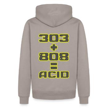 Acid Techno 303 Rave Tekno Festival - Men’s Premium Organic Hoodie - taupe - Back - Nico (187cm)
