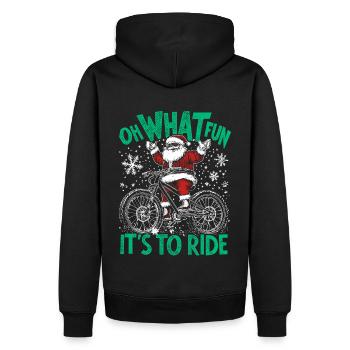 WEIHNACHTSMANN HARDTAIL MOUNTAINBIKE WEIHNACHTS - Männer Premium Bio Hoodie - Schwarz - Hinten - Nico (187cm)
