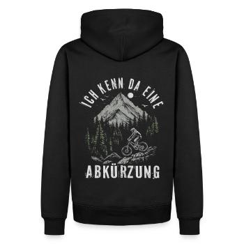ICH KENN DA EINE ABKÜRZUNG FULLY MOUNTAINBIKE - Männer Premium Bio Hoodie - Schwarz - Hinten - Nico (187cm)
