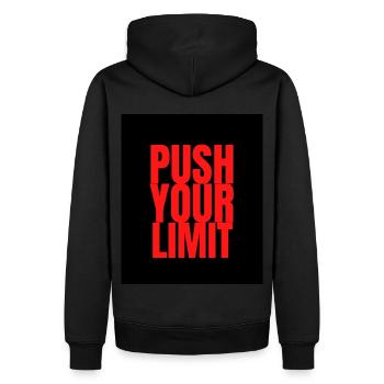 Push your limits - Männer Premium Bio Hoodie - Schwarz - Hinten - Nico (187cm)