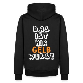 Das ist mir Gelbwurst Wurst Wurscht - Männer Premium Bio Hoodie - Schwarz - Hinten - Nico (187cm)