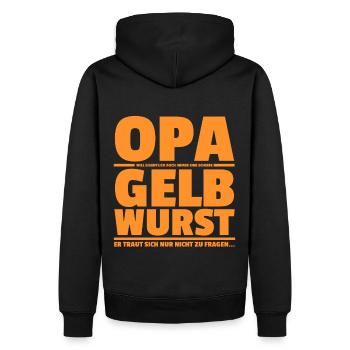 Opa Gelbwurst lustiges Geschenk für Kinder - Männer Premium Bio Hoodie - Schwarz - Hinten - Nico (187cm)