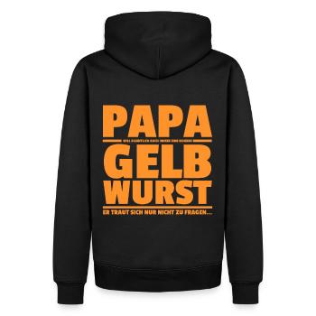 Papa Gelbwurst lustiges Geschenk für Kinder - Männer Premium Bio Hoodie - Schwarz - Hinten - Nico (187cm)
